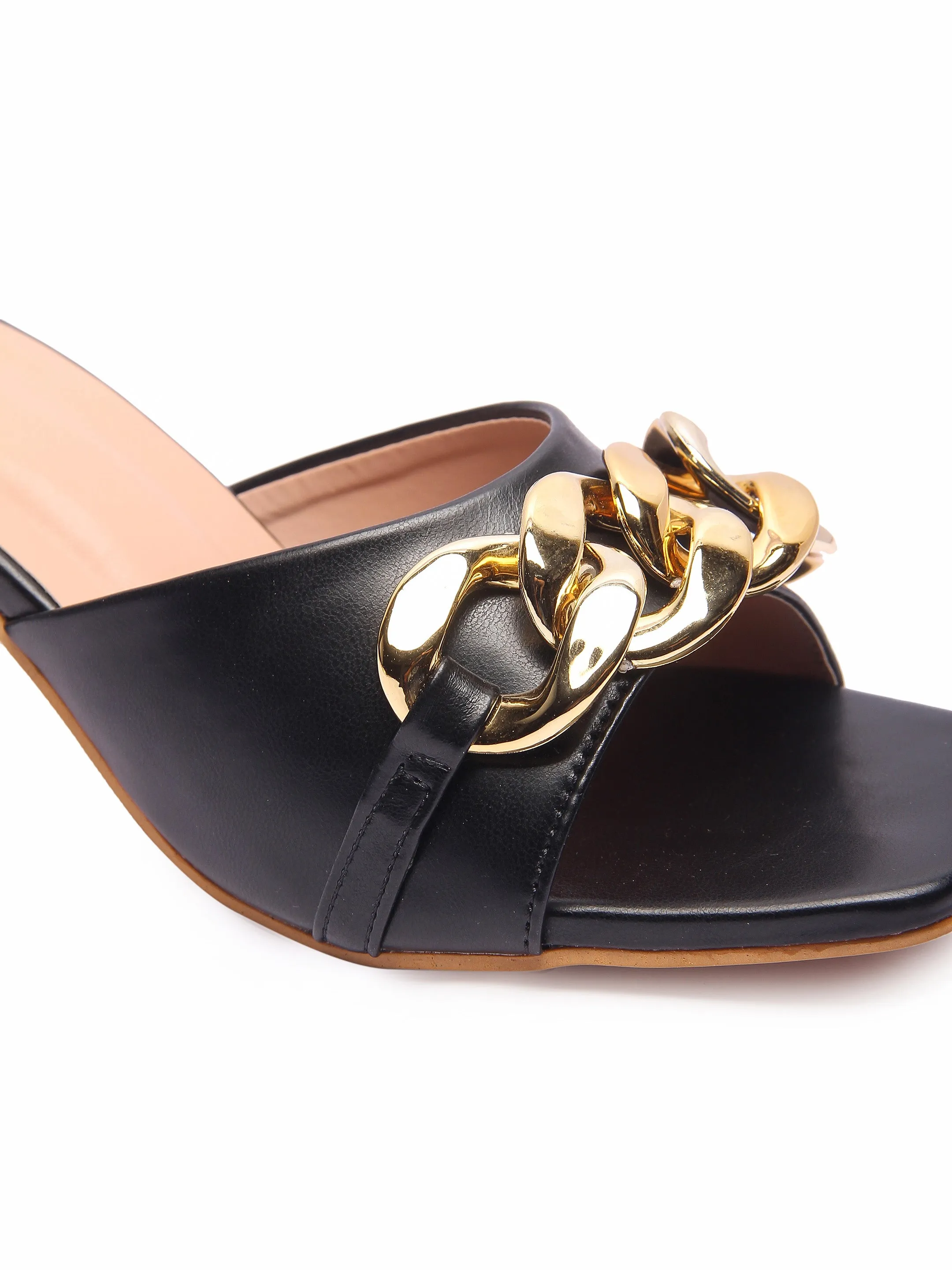 Brauch Women Black Buckle Block Heel