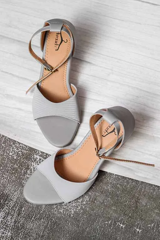 Brauch Women's Grey Patterned Block Heel