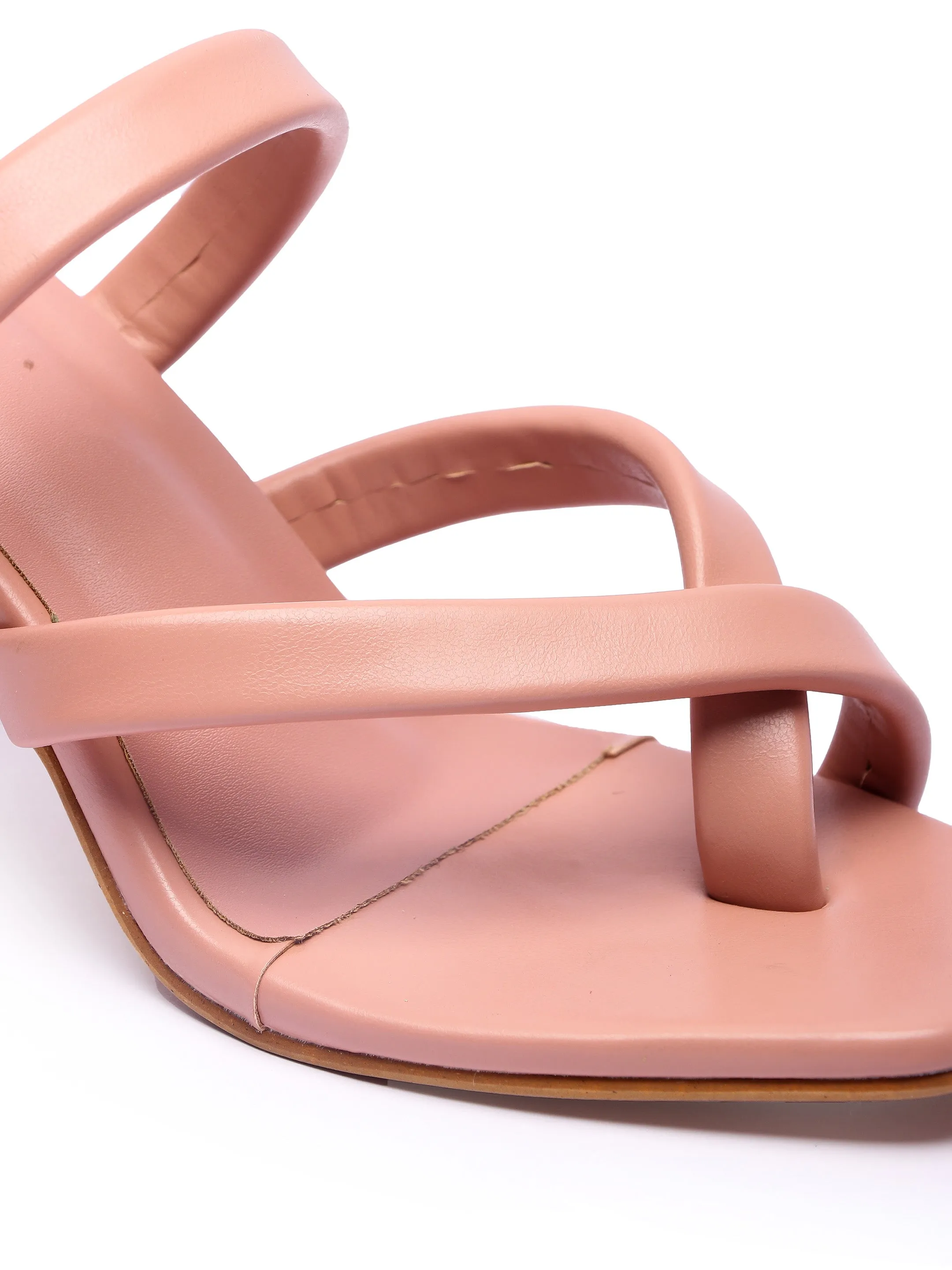 Brauch Women's Peach Multistrap Spool Heel
