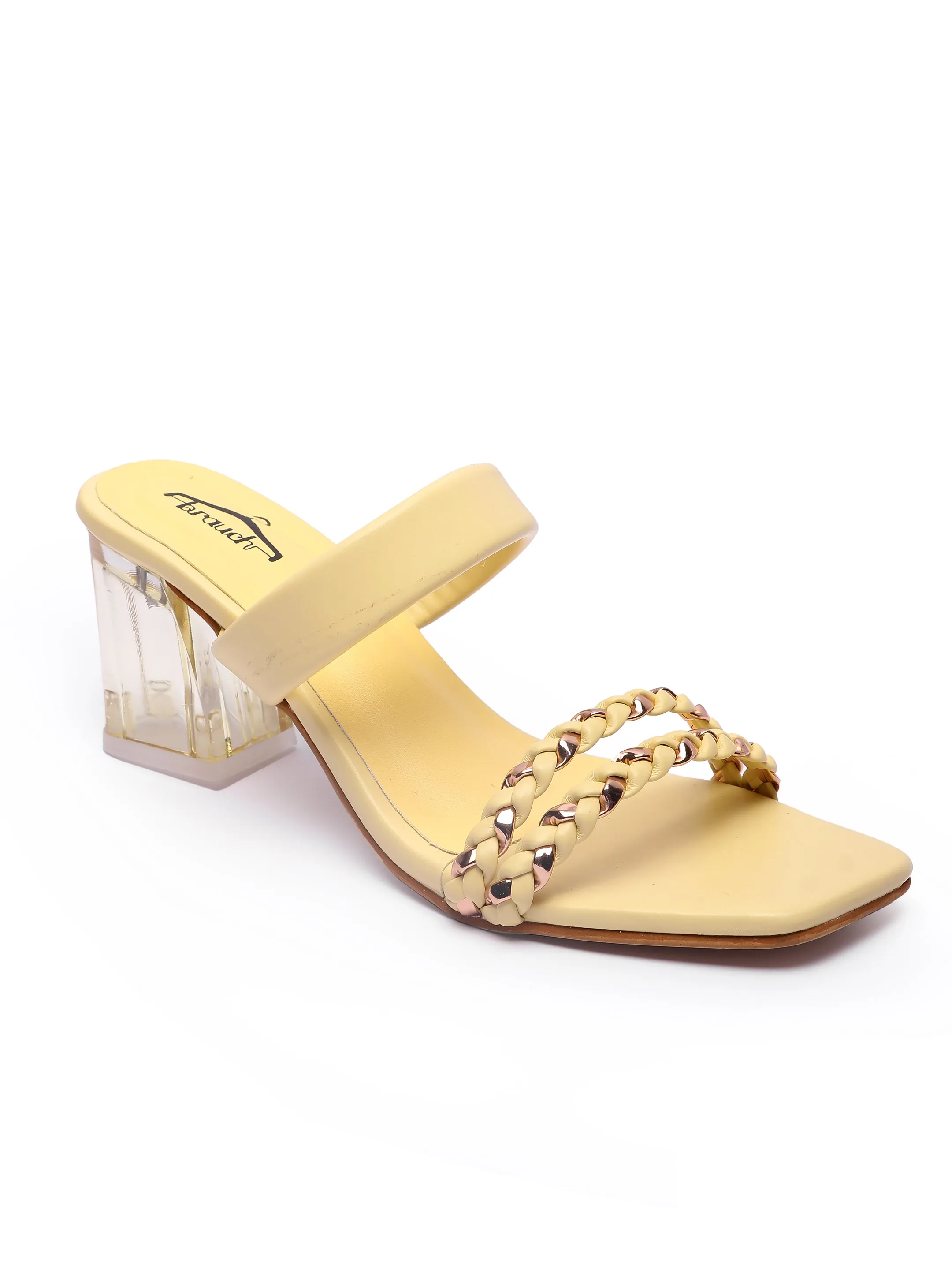 Brauch Women's Yellow Golden Strap Prism Block Heel