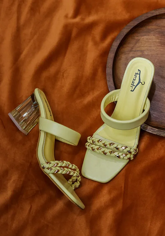 Brauch Women's Yellow Golden Strap Prism Block Heel