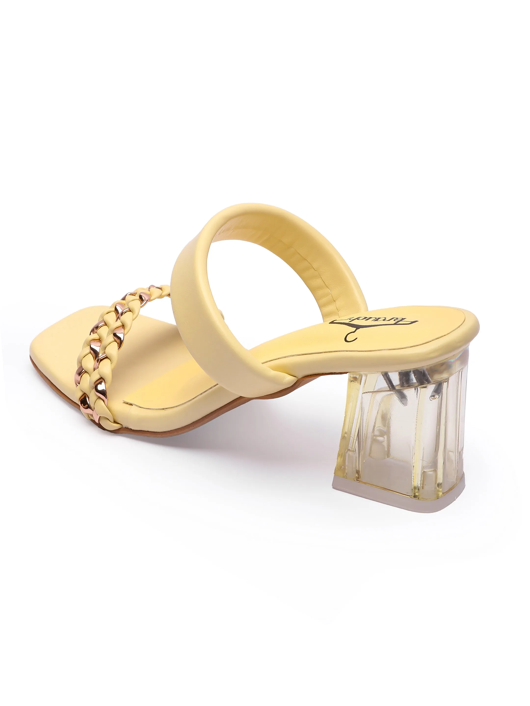 Brauch Women's Yellow Golden Strap Prism Block Heel