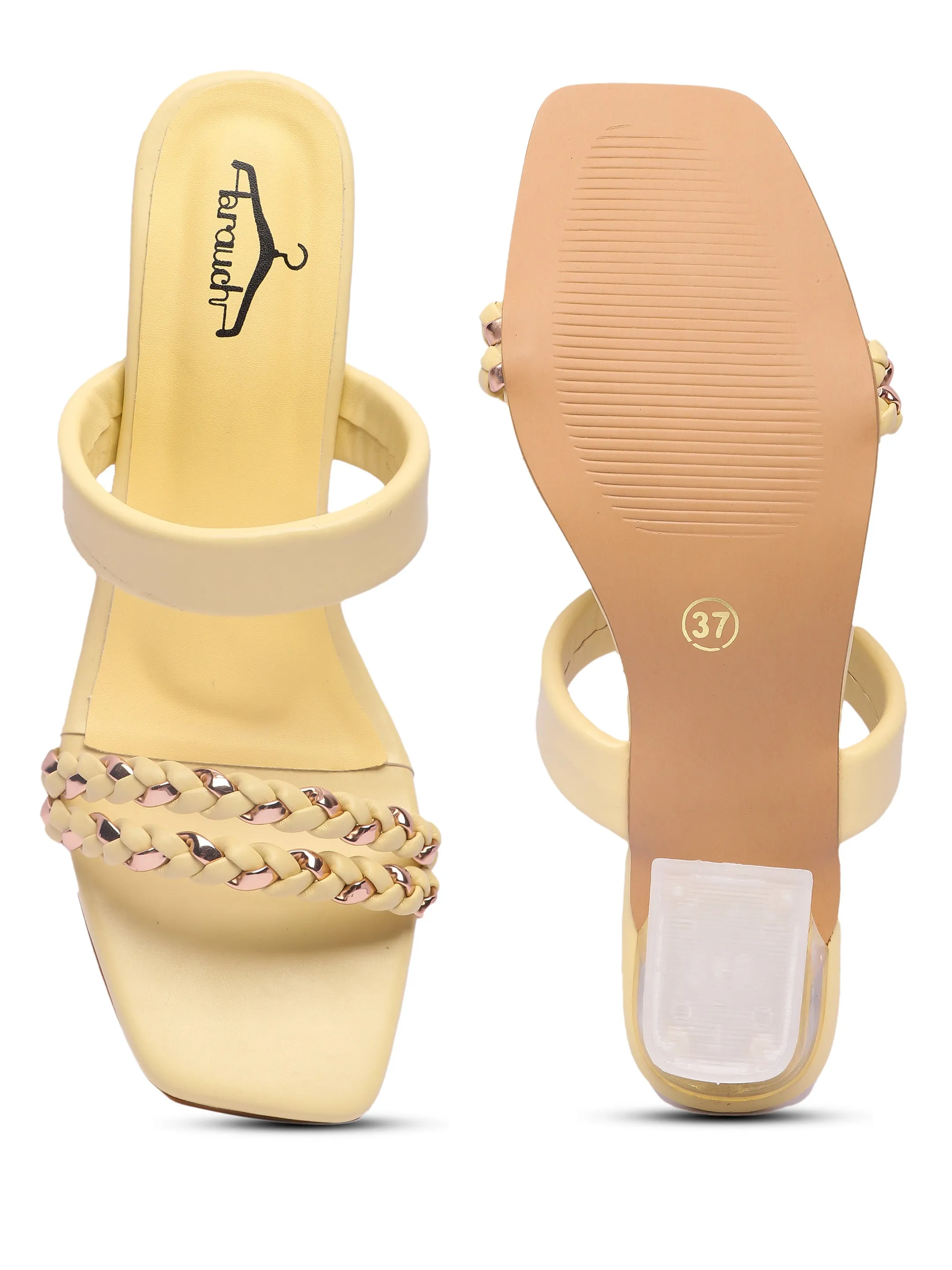 Brauch Women's Yellow Golden Strap Prism Block Heel