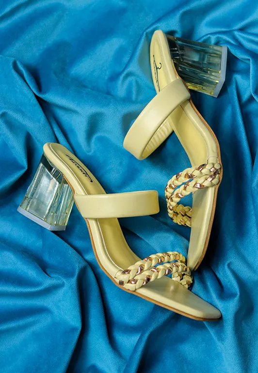 Brauch Women's Yellow Golden Strap Prism Block Heel