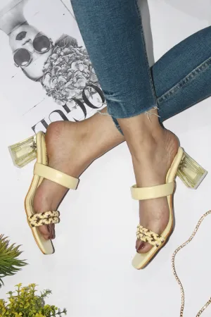 Brauch Women's Yellow Golden Strap Prism Block Heel