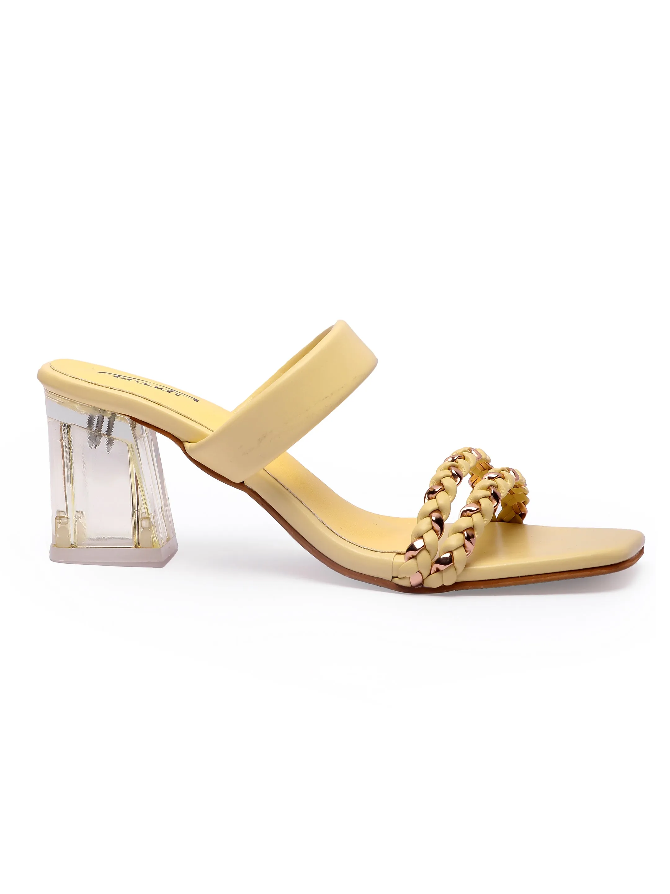 Brauch Women's Yellow Golden Strap Prism Block Heel