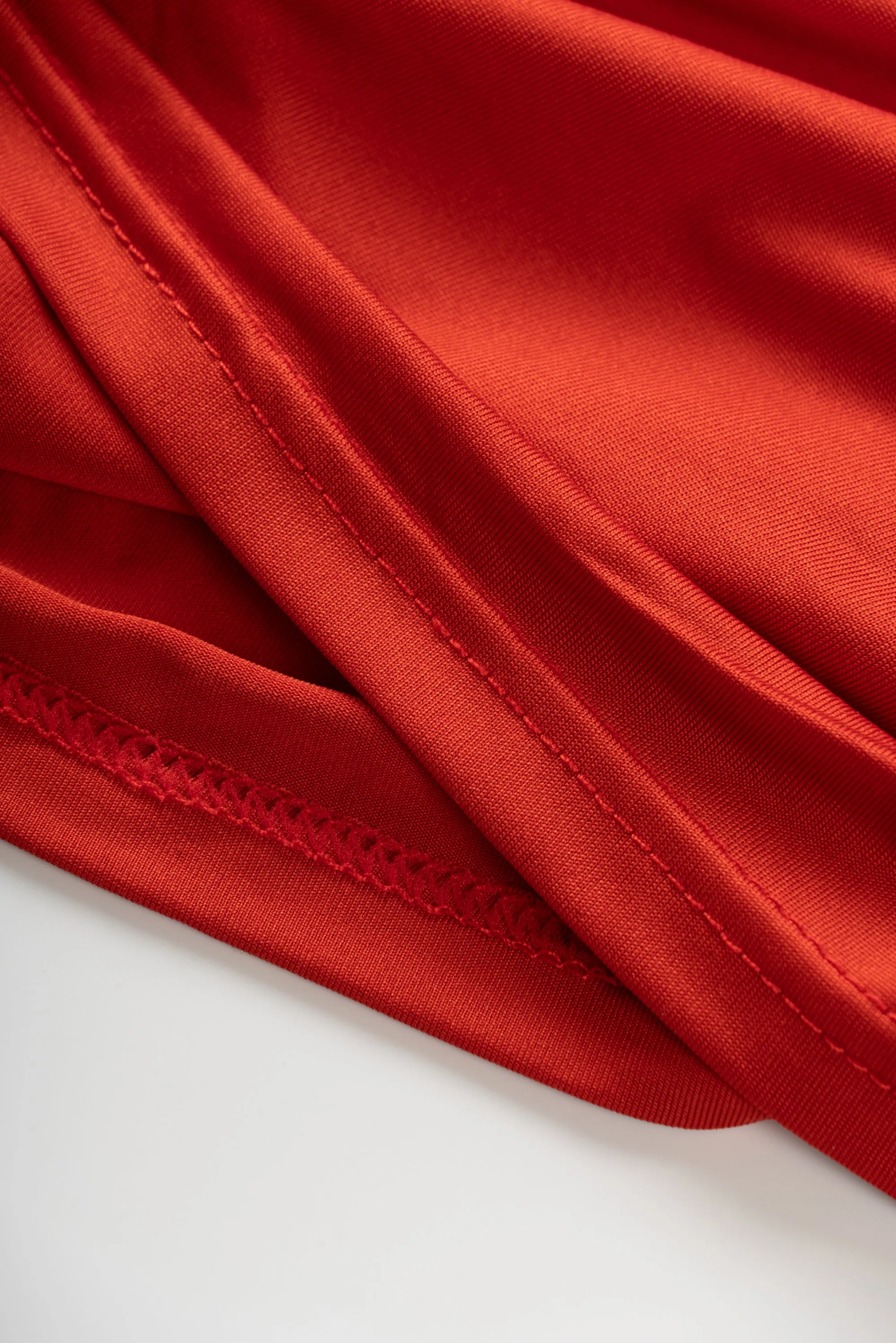 Brick Red Cut-out Design Pleated Tight Mini Dress