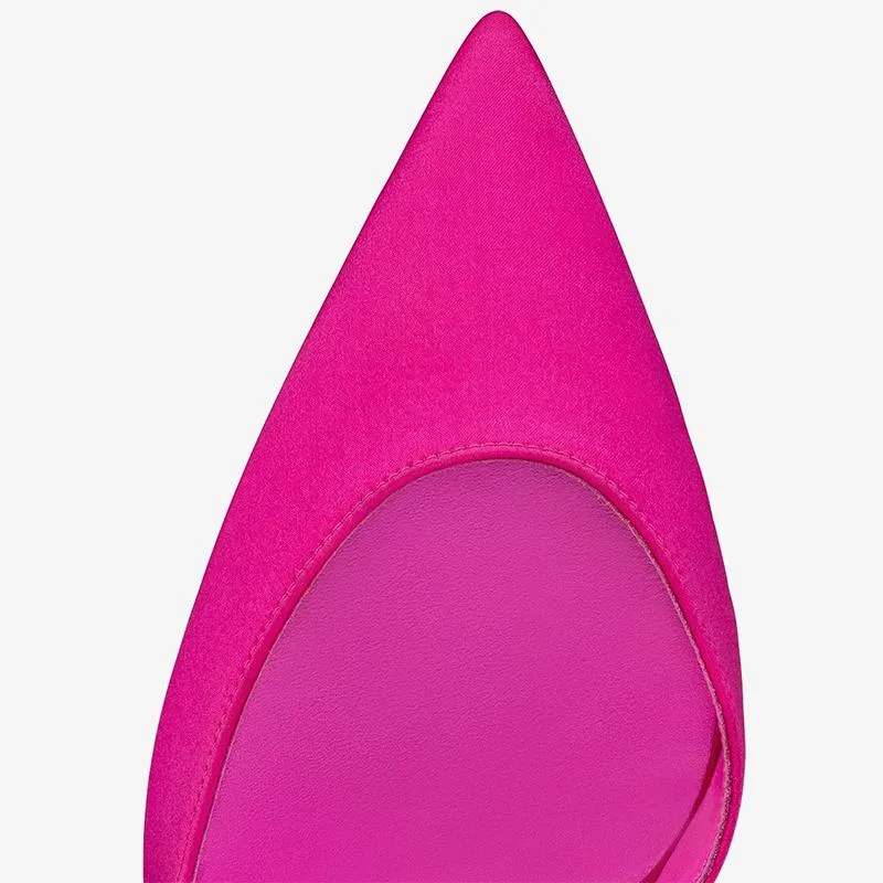 Bright Pink Crepe Satin Pumps with Stiletto