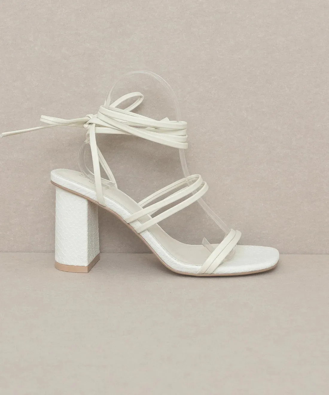 Brinley Python Block Heels in Beige