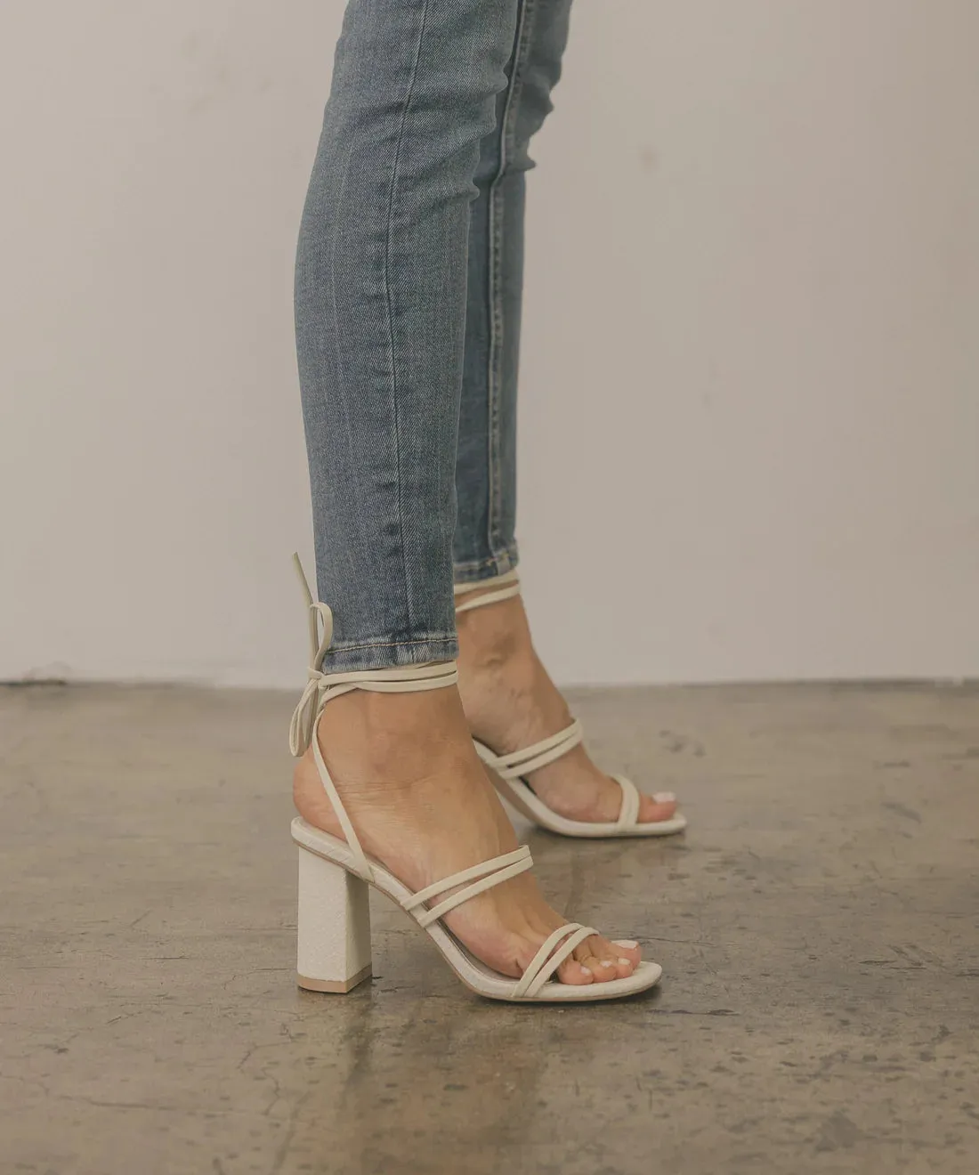 Brinley Python Block Heels in Beige