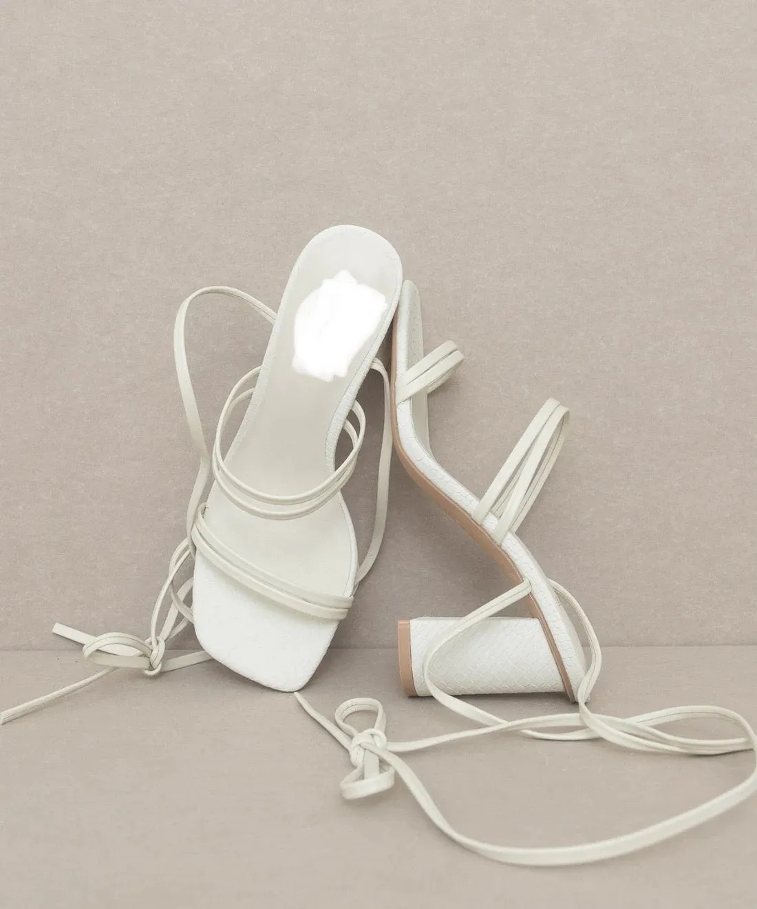 Brinley Python Block Heels in Beige