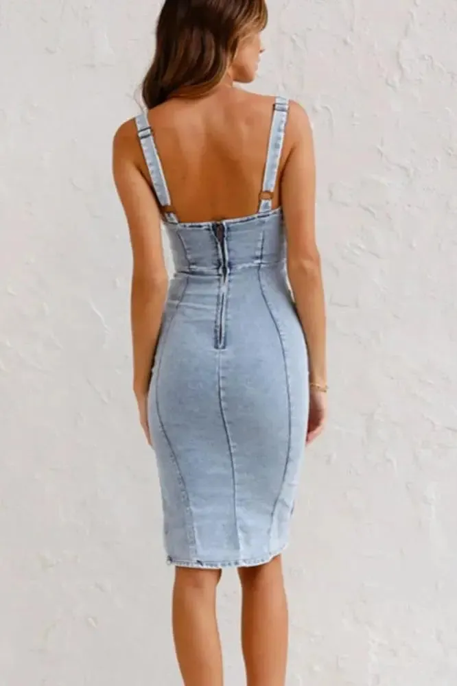 Brit & Boho™️ | Aurora | Denim Dress with Adjustable Straps