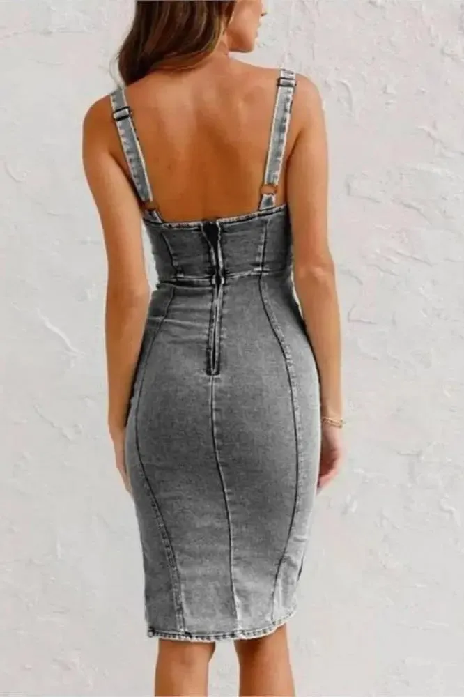 Brit & Boho™️ | Aurora | Denim Dress with Adjustable Straps