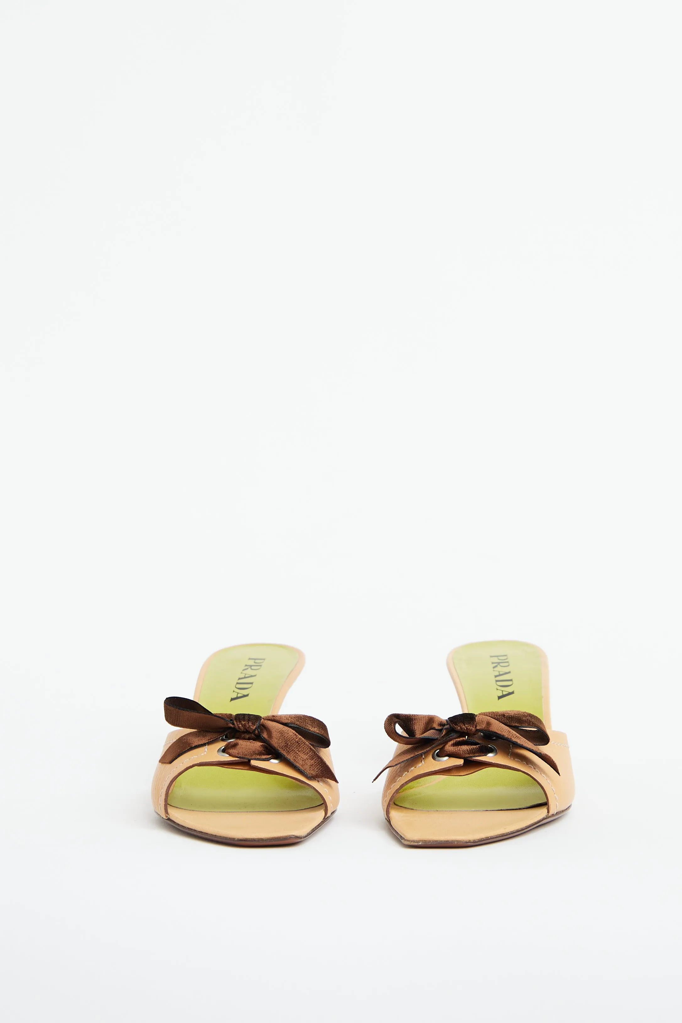 Brown Bow Kitten Heel