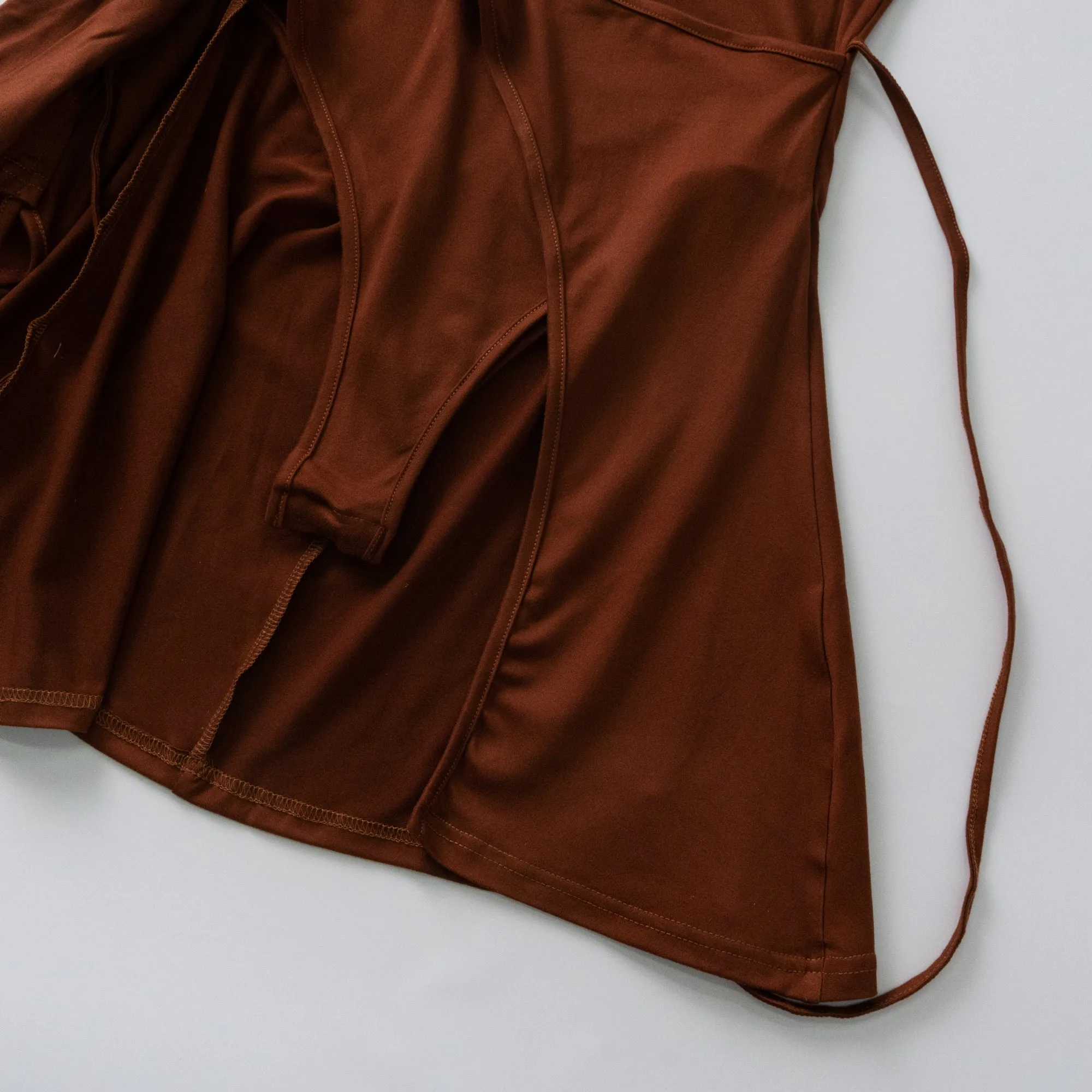 Brown Hollow Out Backless Long Sleeve Lace Up Maxi Dress