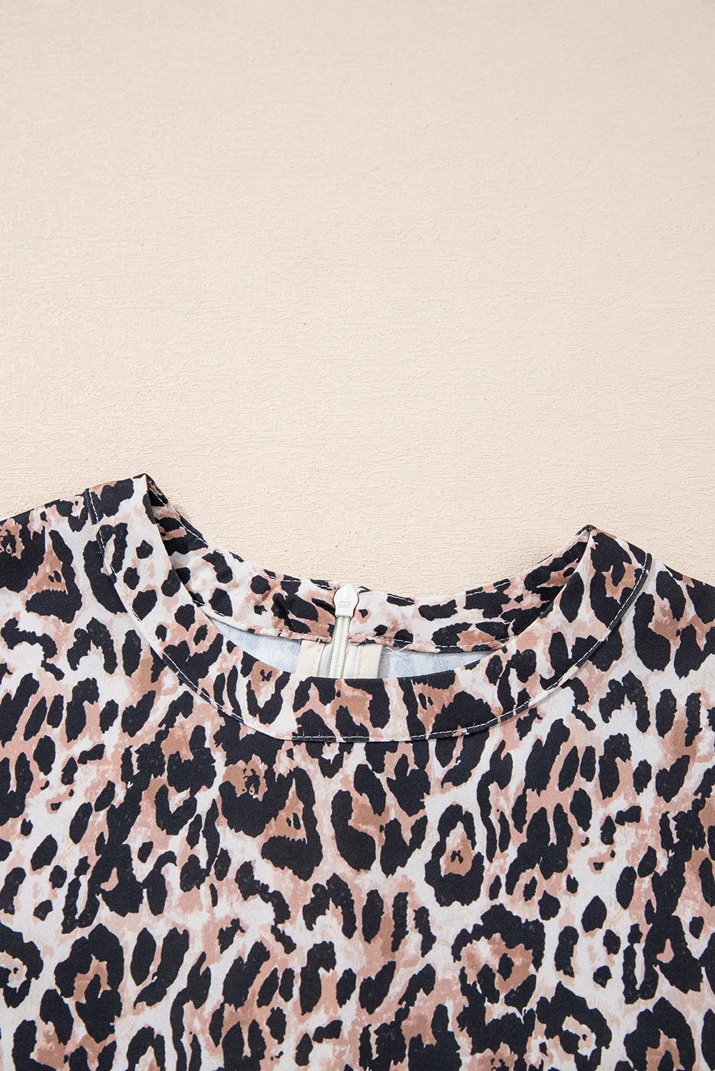 Brown Leopard Print Short Sleeve Pocket Mini Dress