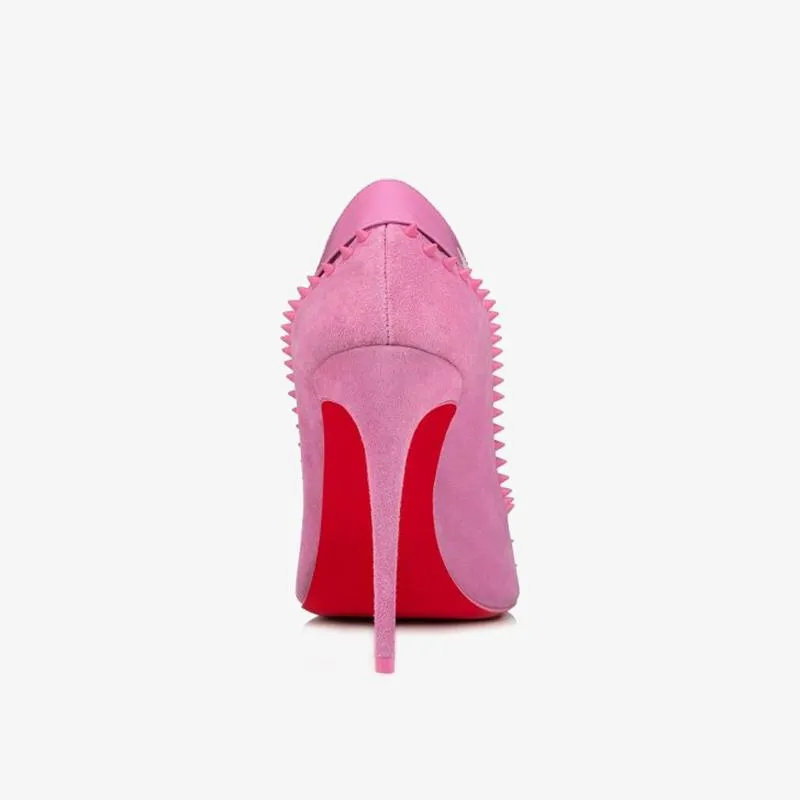 Bubblegum Pink Patent Leather Spiked Pumps