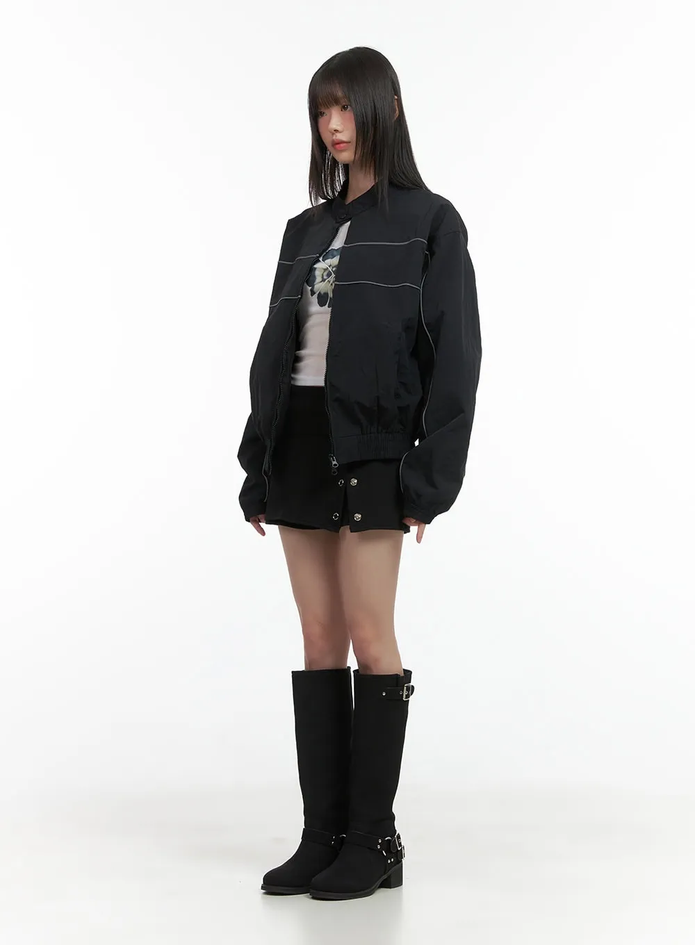 Buckle-Embellished Faux Leather Boots CO410