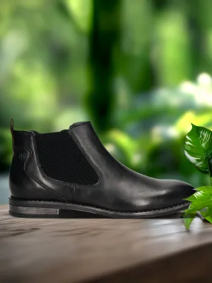 bugatti Black Premium Leather Chelsea Boots