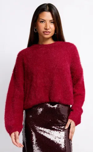 Burgundy Knit Jumper by Vogue Williams