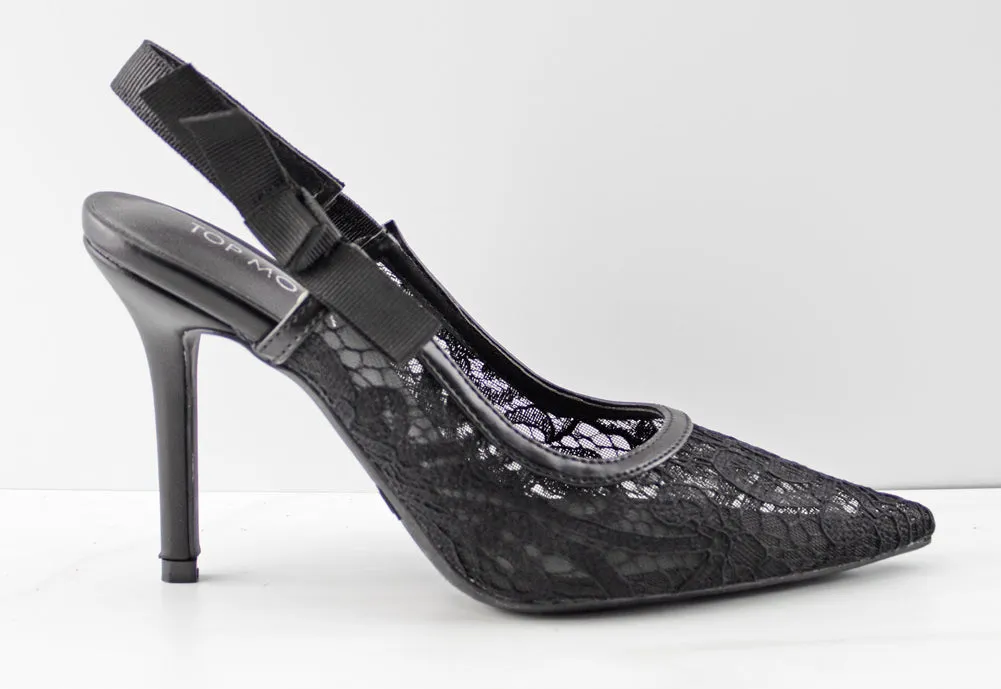 Calista 22 Women's Pointed Toe Lace Stiletto Low Heels