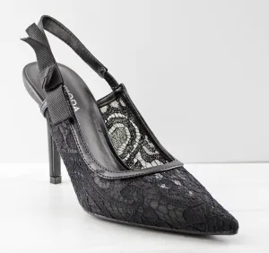 Calista 22 Women's Pointed Toe Lace Stiletto Low Heels