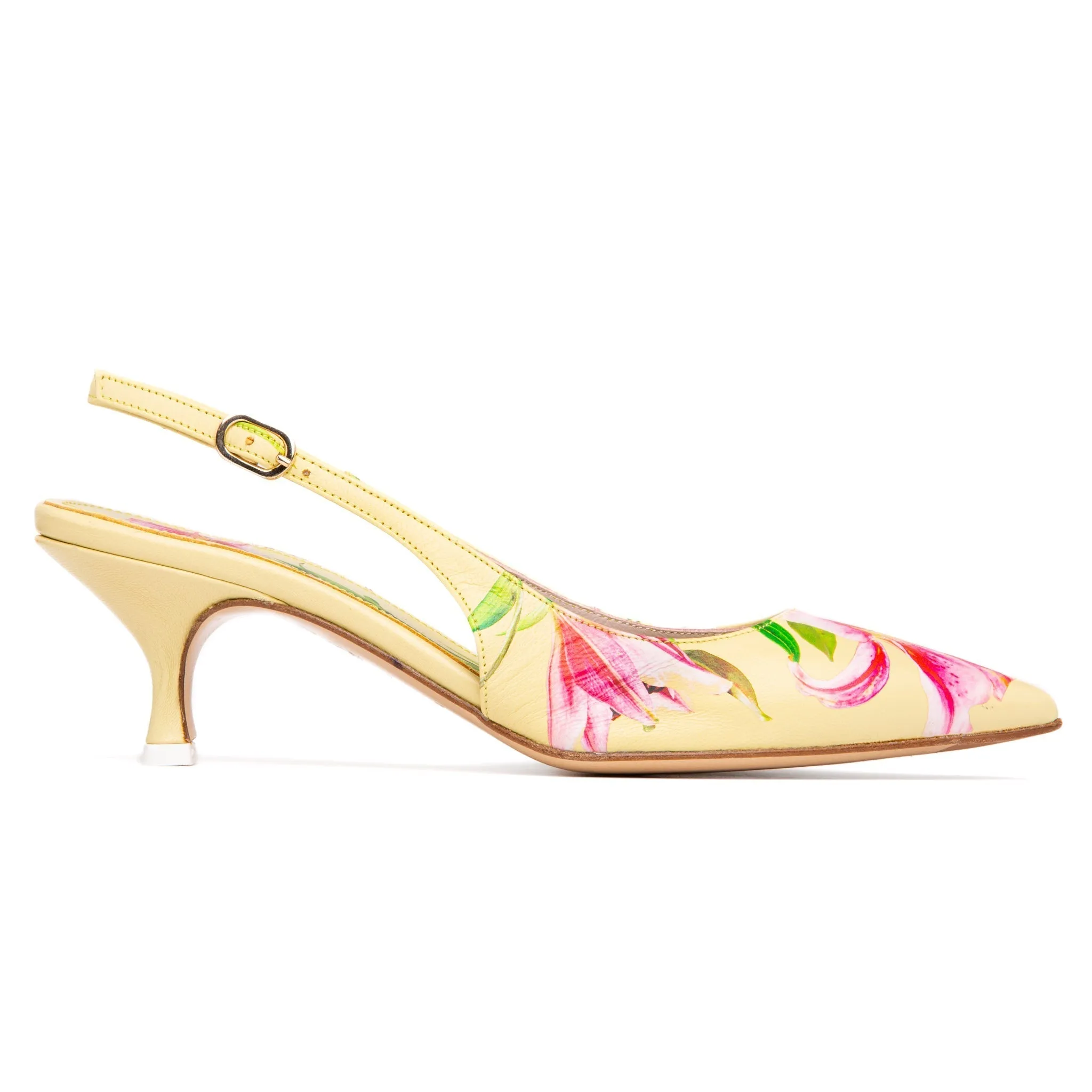 Cancun White Floral Printed Leather