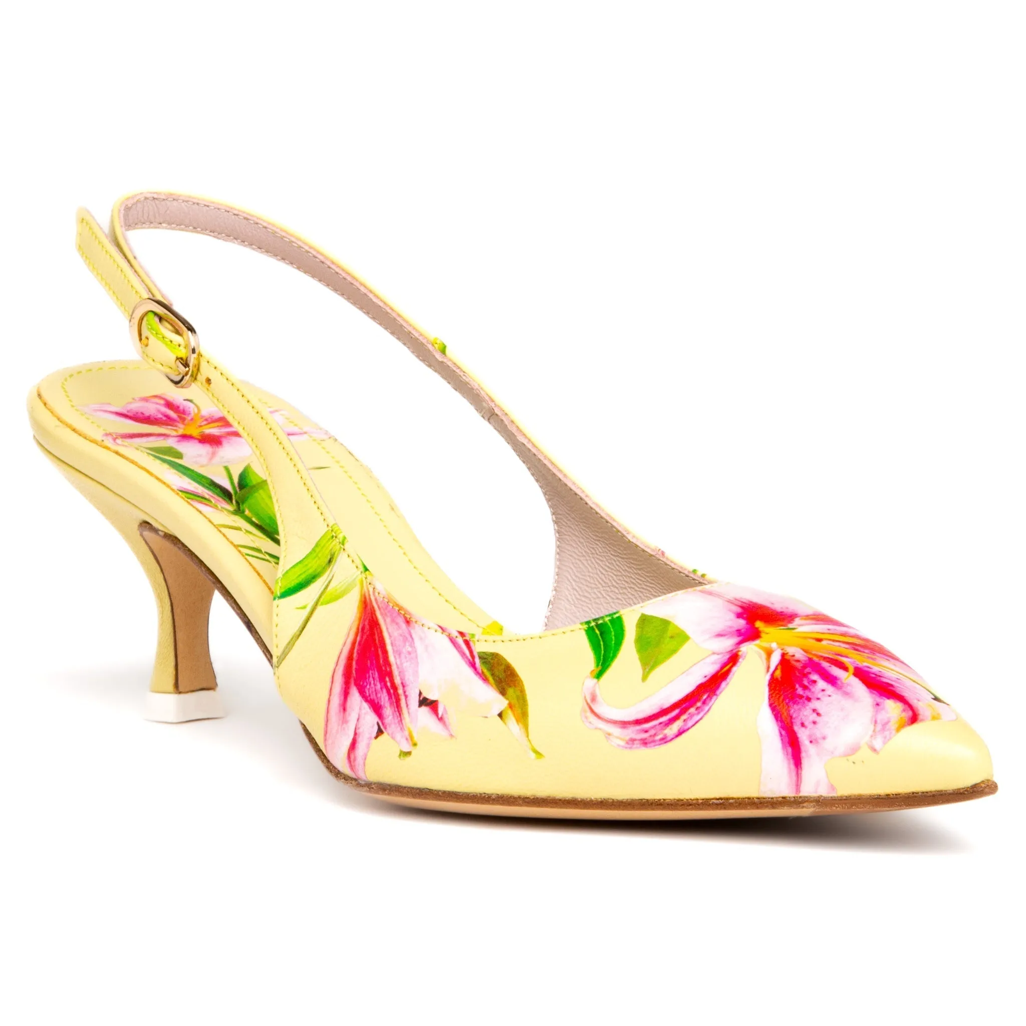Cancun White Floral Printed Leather