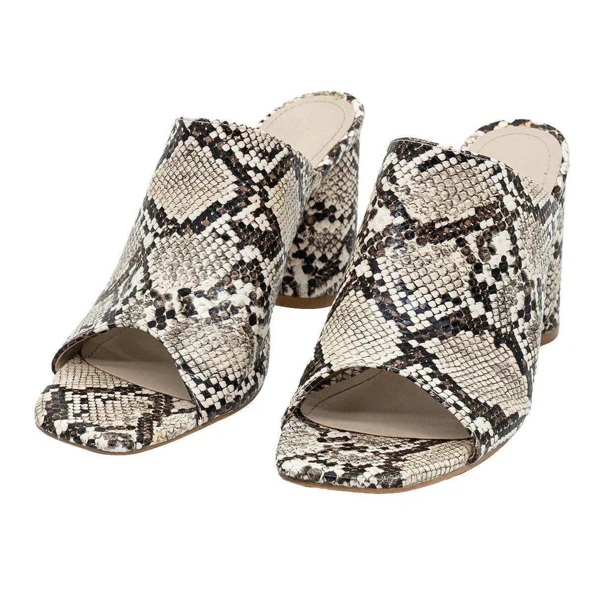 Cape Robbin Snake Print Slipon High-Heel Shoes Snakeskin Embossed Leather Multicolour Colour For Women