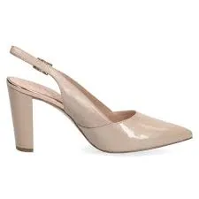 Caprice Leather Taupe Patent Pointed Toe High Heel Slingback Shoe
