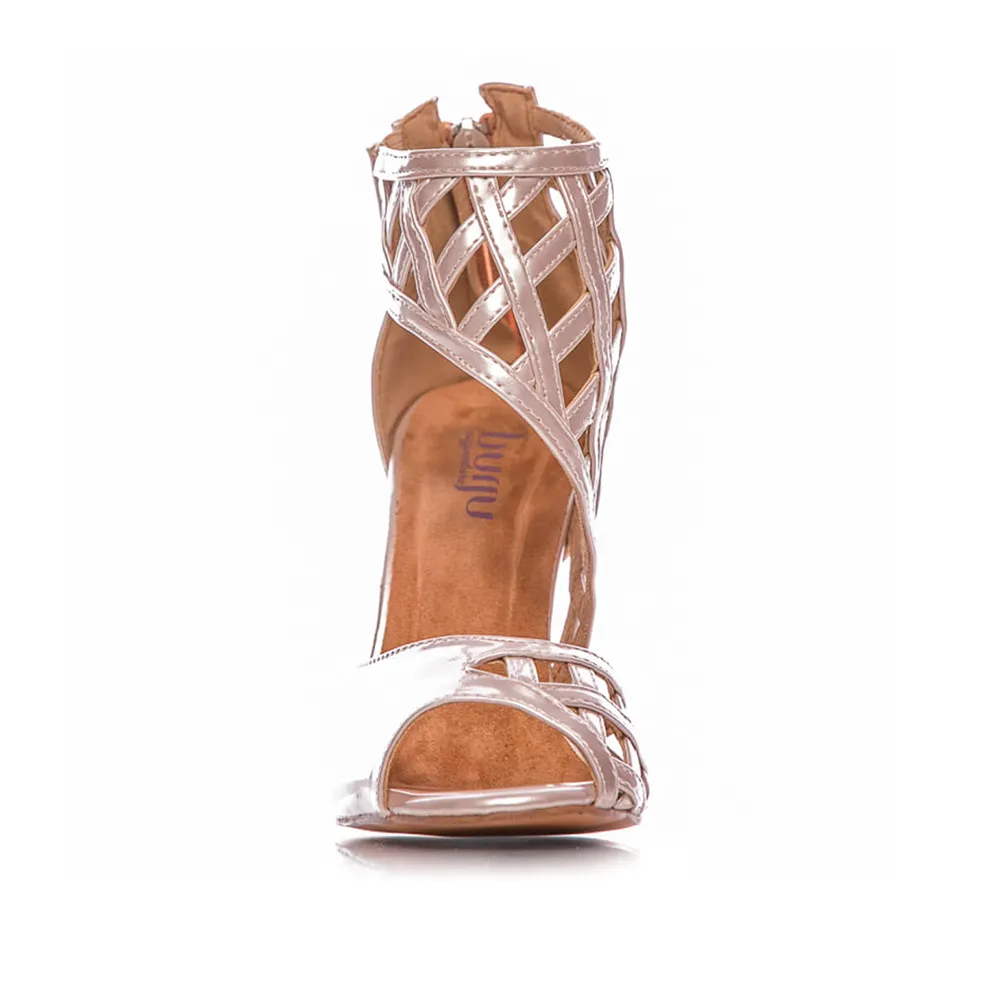 Caressa - Open Toe Cage Stiletto Latin Dance Shoes (Suede Sole)
