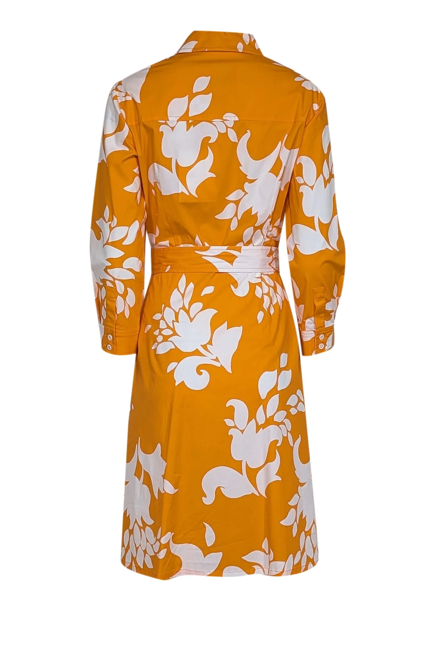 Carolina Herrera - Orange & White Floral Print Cotton Shirtdress Sz 8