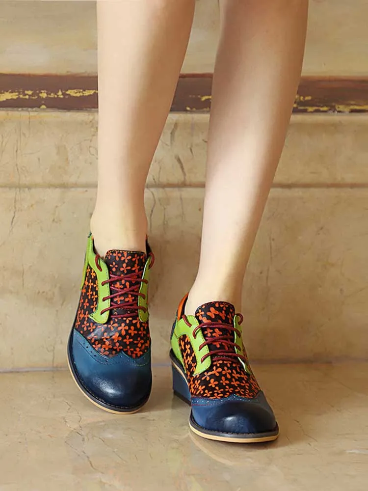 Casual Vintage Handmade Style Leather Brogue Shoes