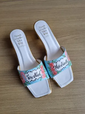 Chalk blue flamingo heels