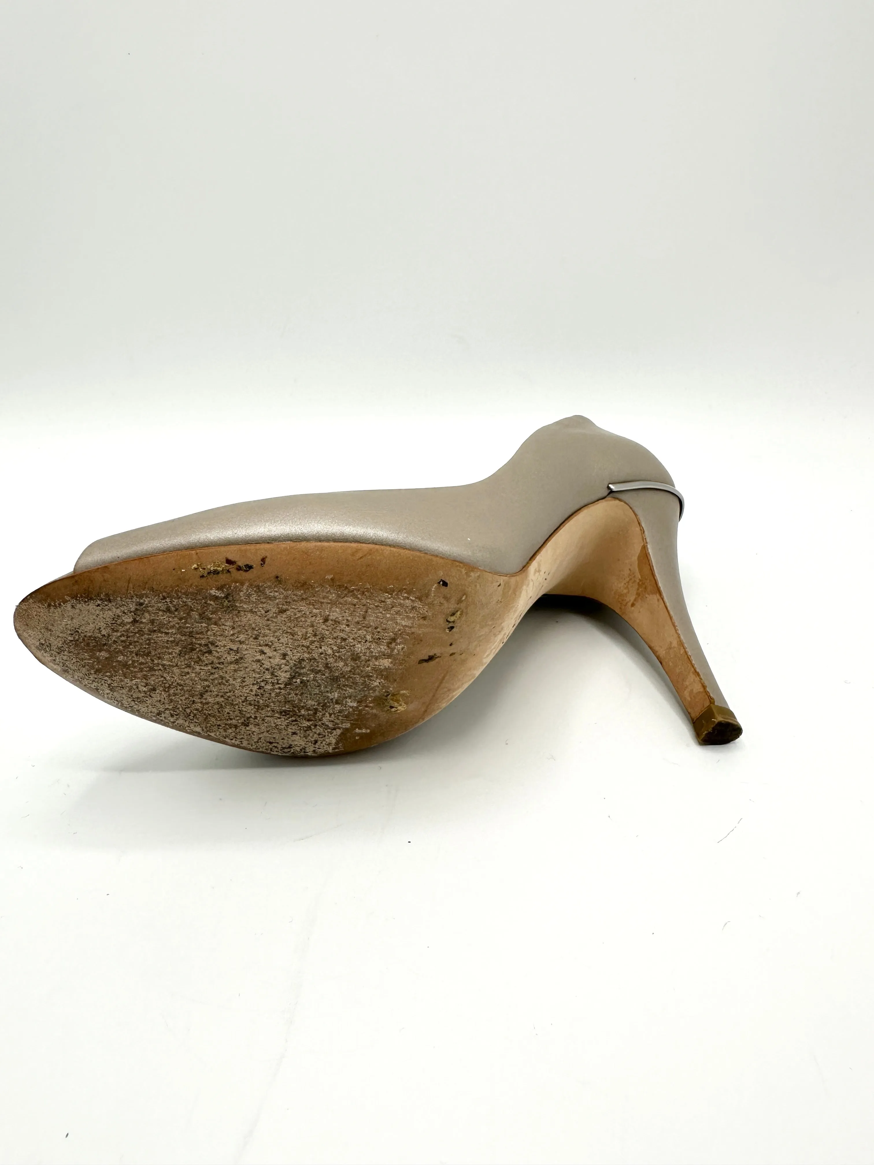 Champagne Peep Toe Heels Sz 36.5