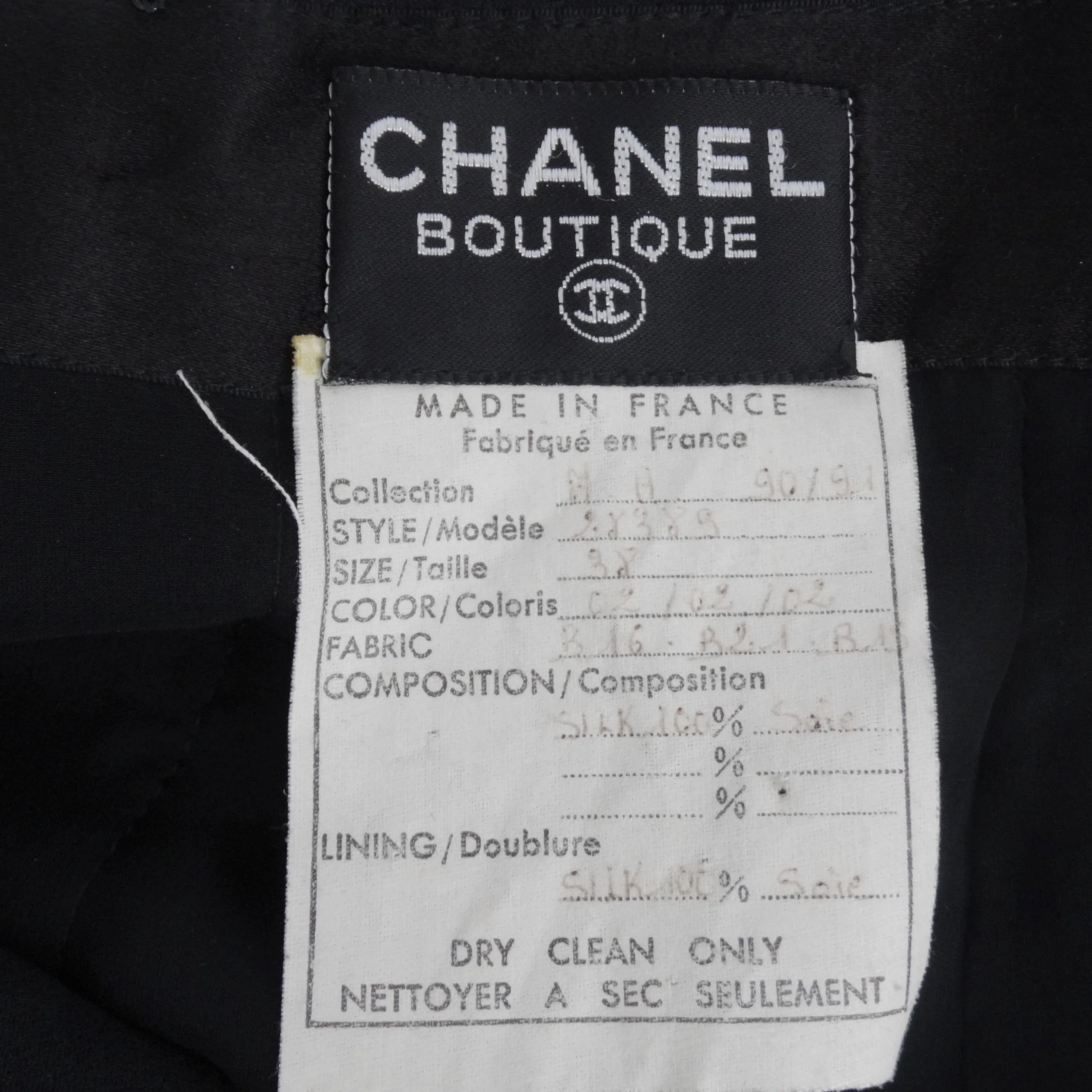 Chanel 1990s Silk Bow Motif Little Black Dress