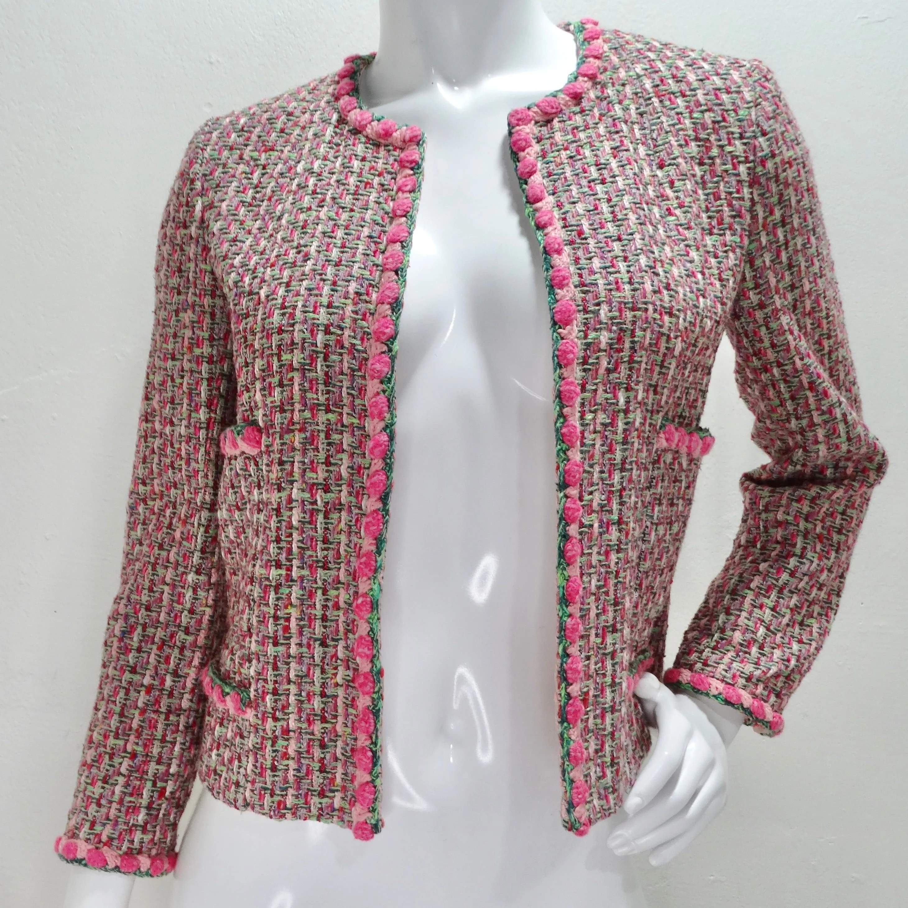 Chanel 2002 Pink Tweed Evening Jacket