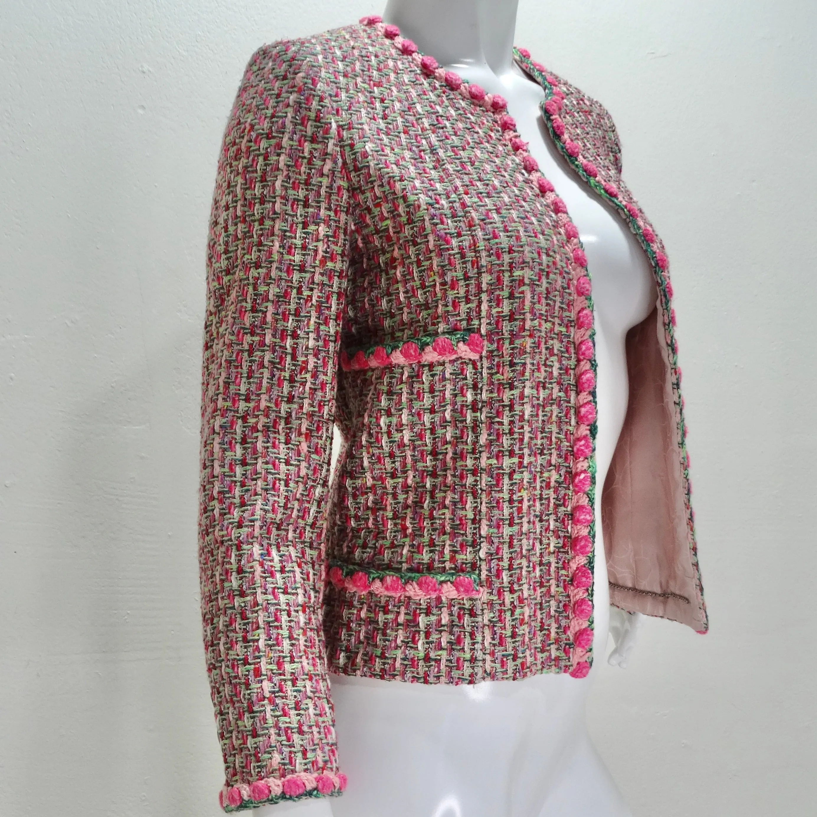 Chanel 2002 Pink Tweed Evening Jacket