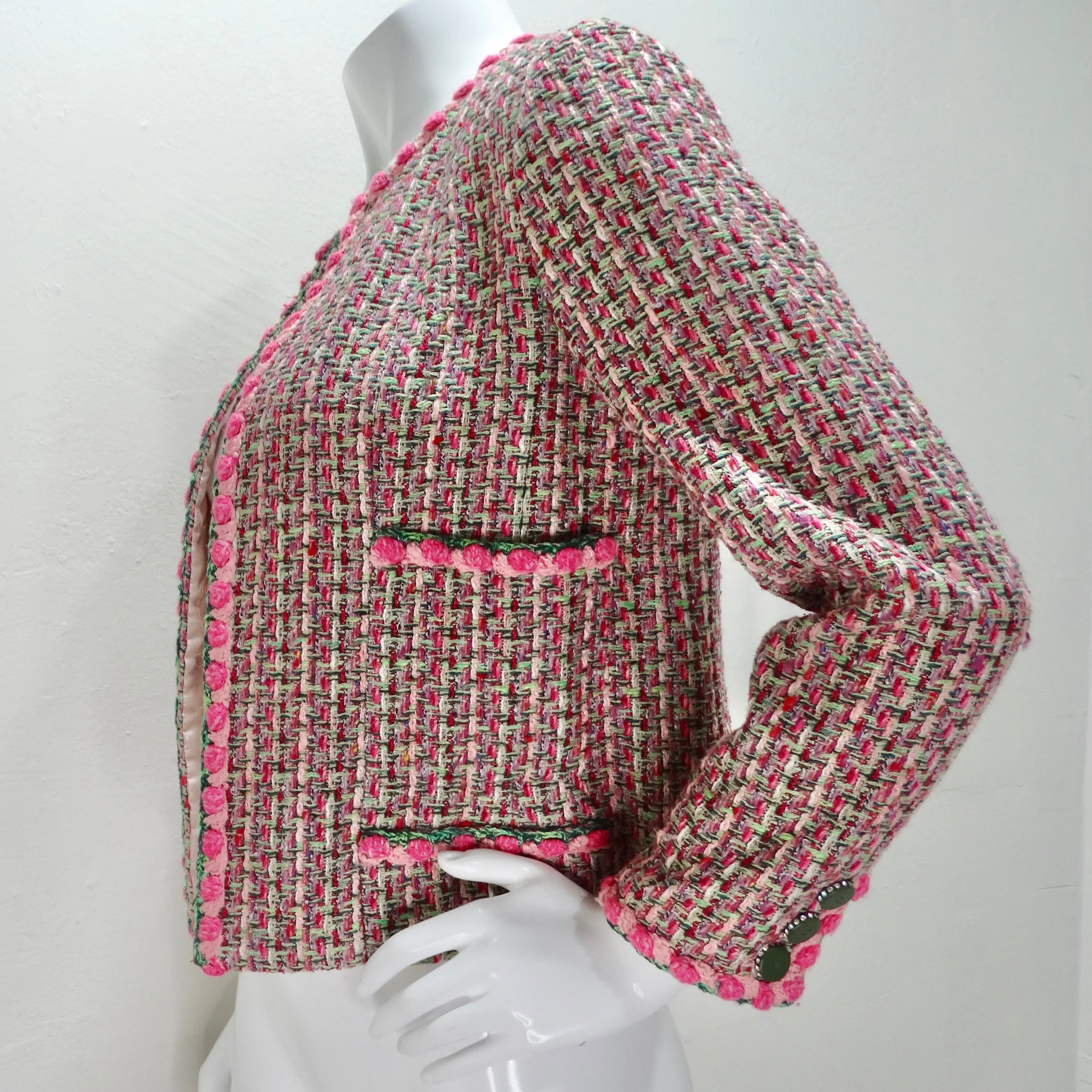 Chanel 2002 Pink Tweed Evening Jacket