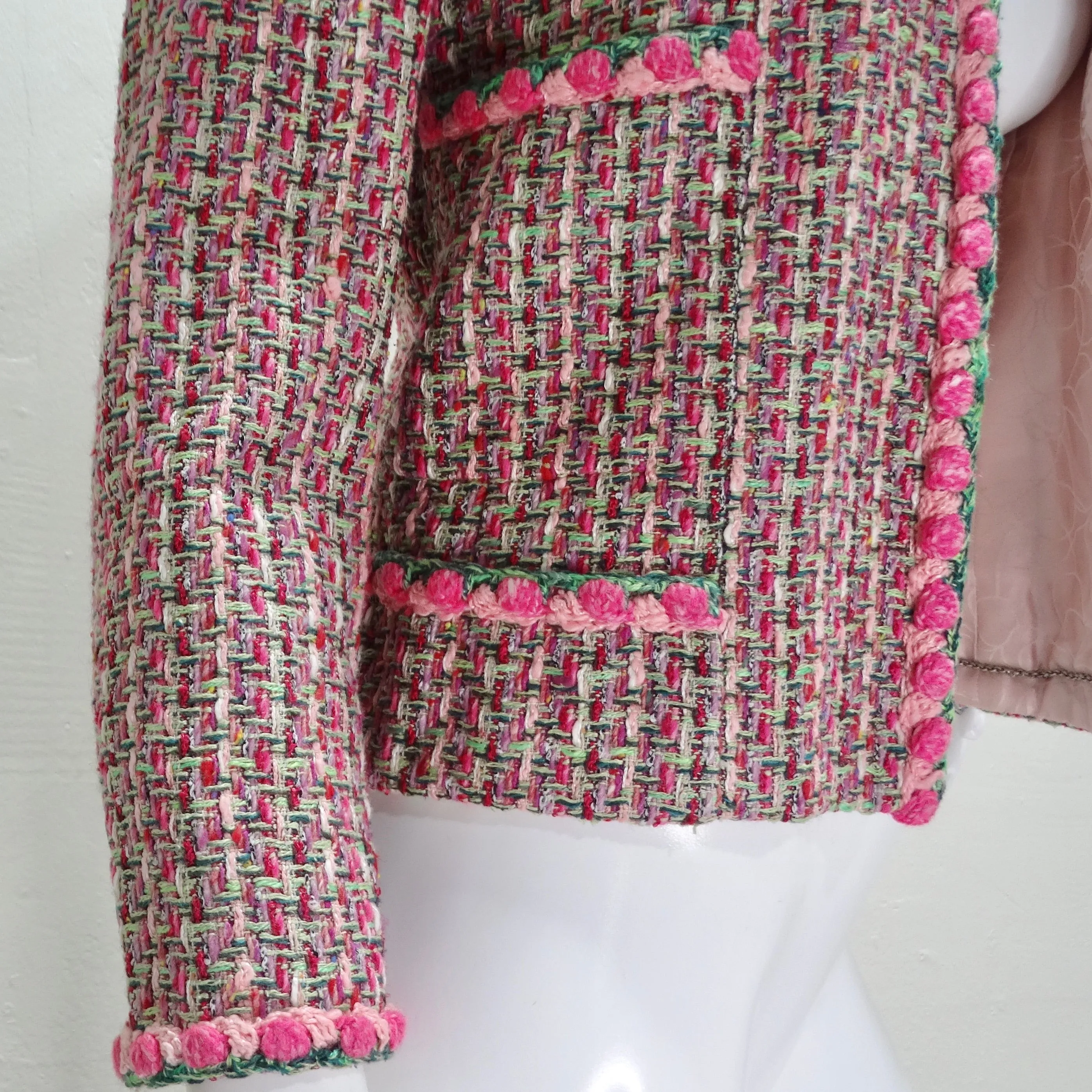 Chanel 2002 Pink Tweed Evening Jacket