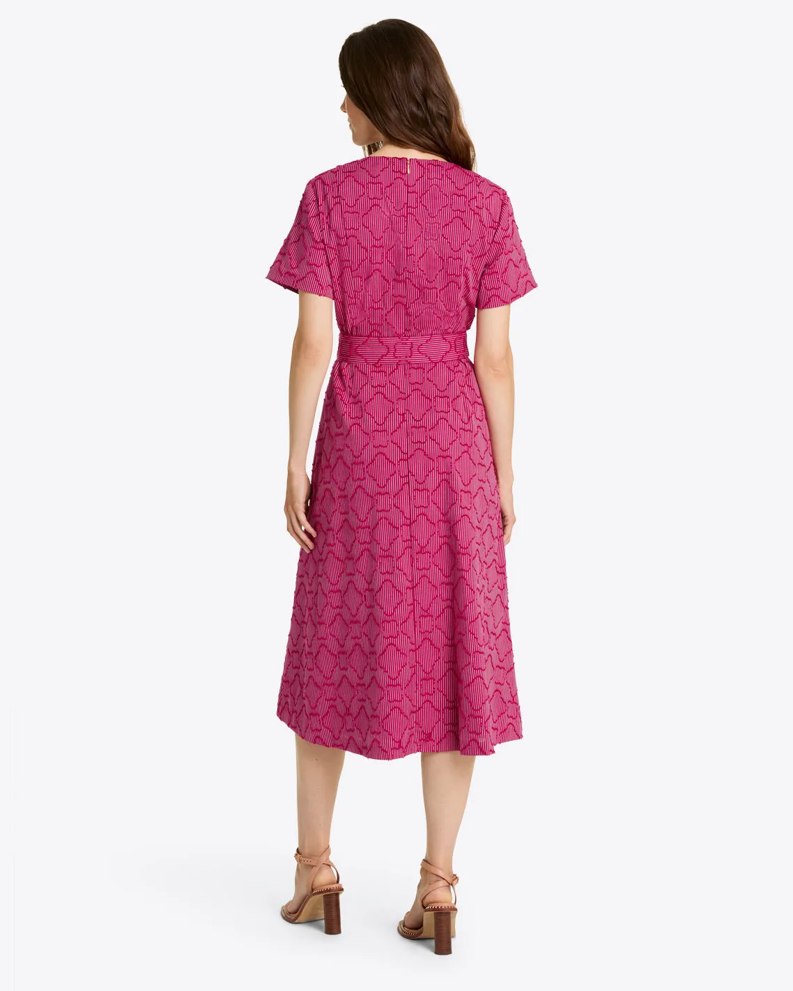 Charlotte Wrap Dress in Textured Stripe