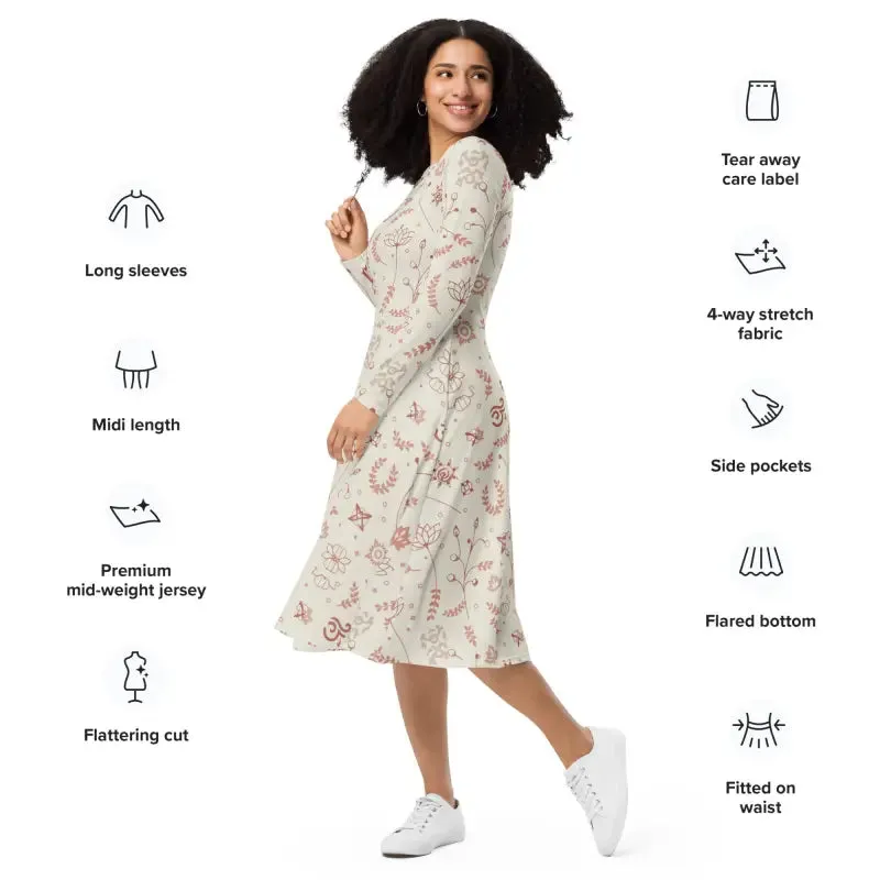 Charming Delicate Nature Midi Dress