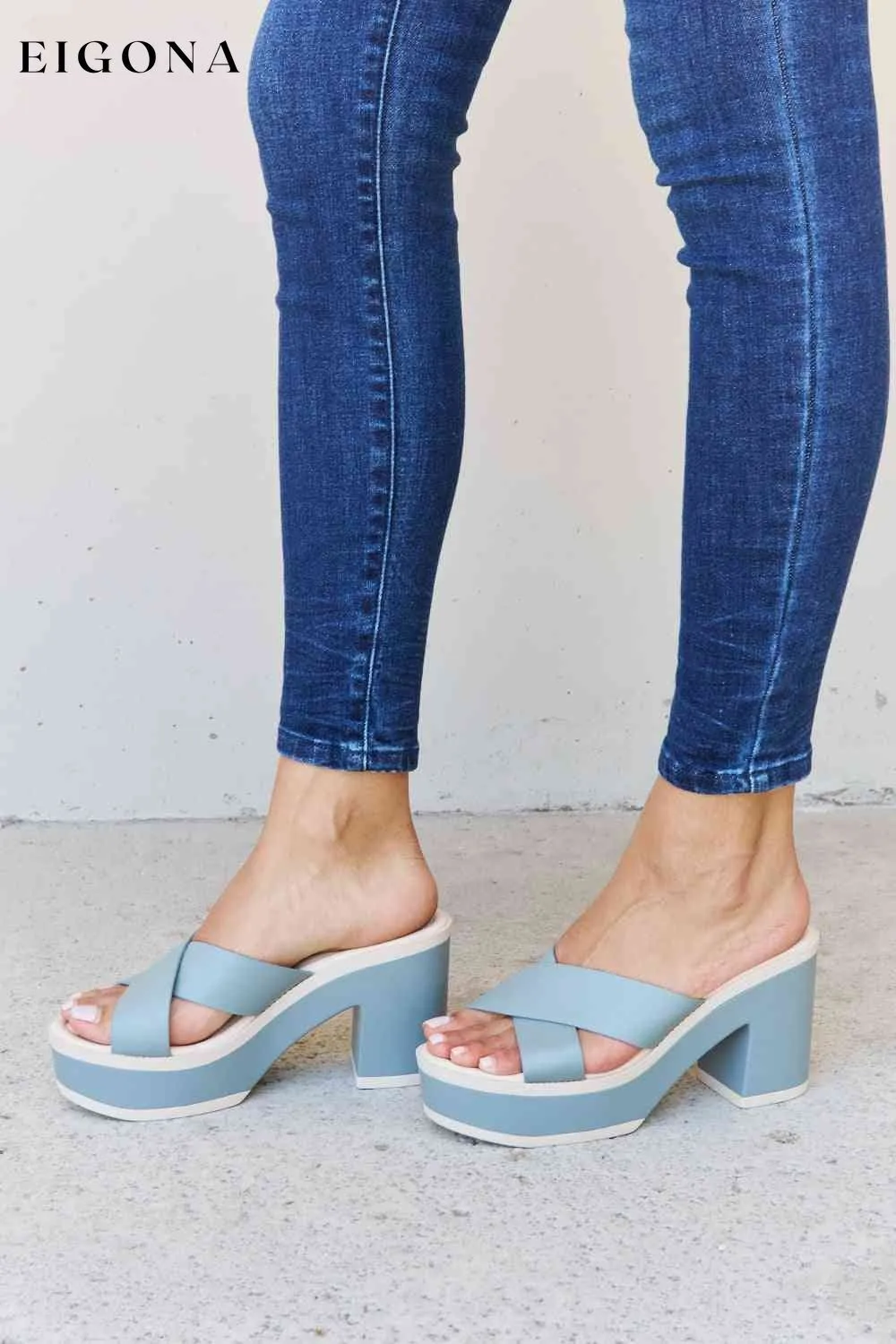 Cherish The Moments Contrast Platform Sandals in Misty Blue