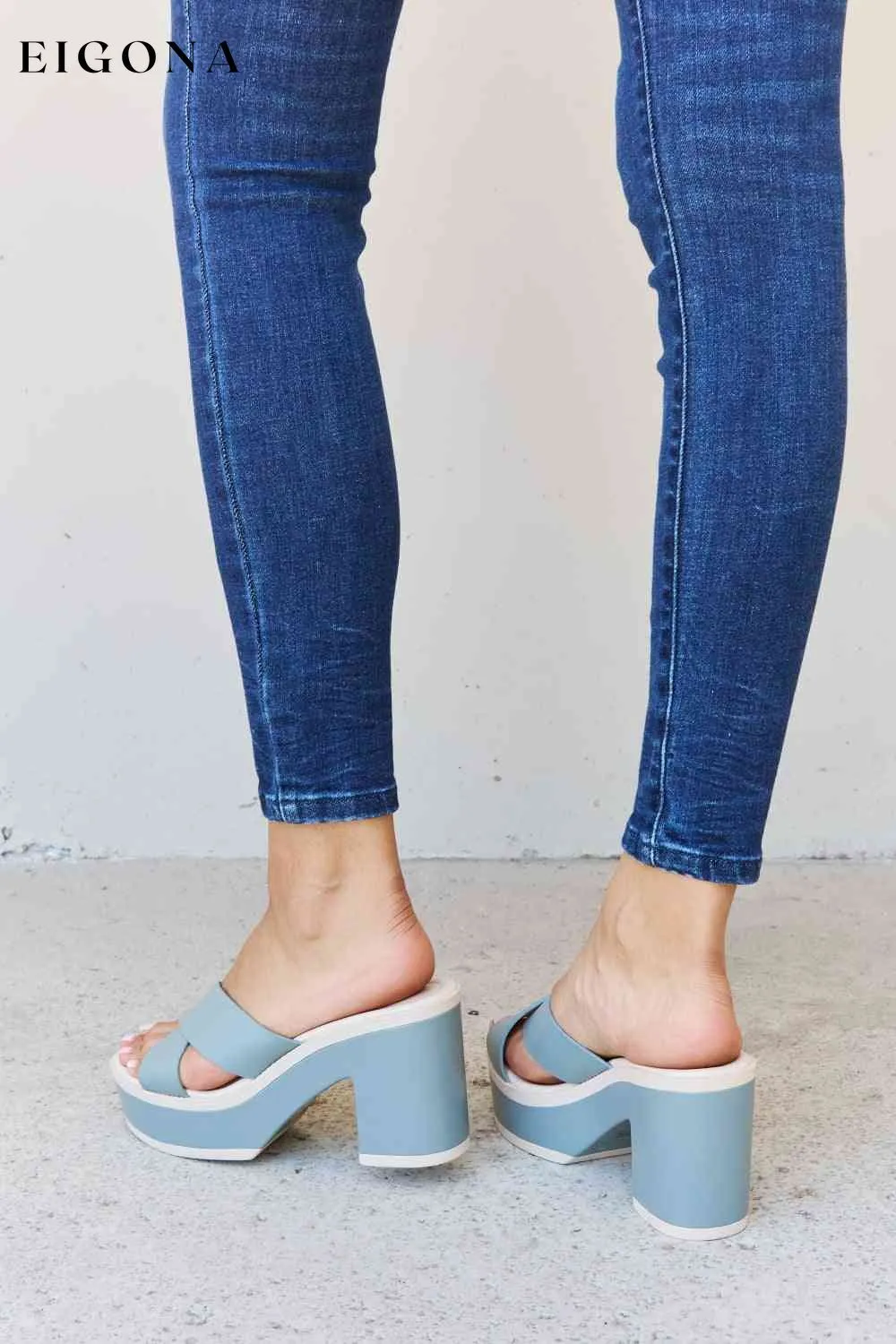 Cherish The Moments Contrast Platform Sandals in Misty Blue