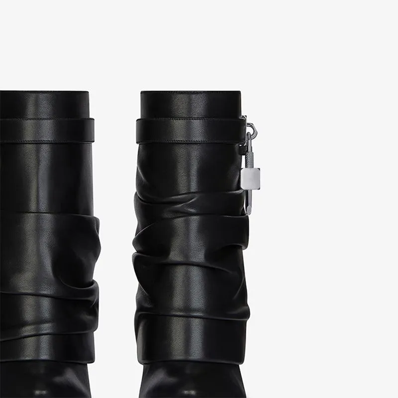Chic Black Calf Leather Ankle Boots