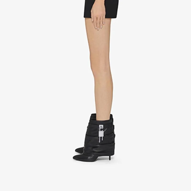 Chic Black Calf Leather Ankle Boots