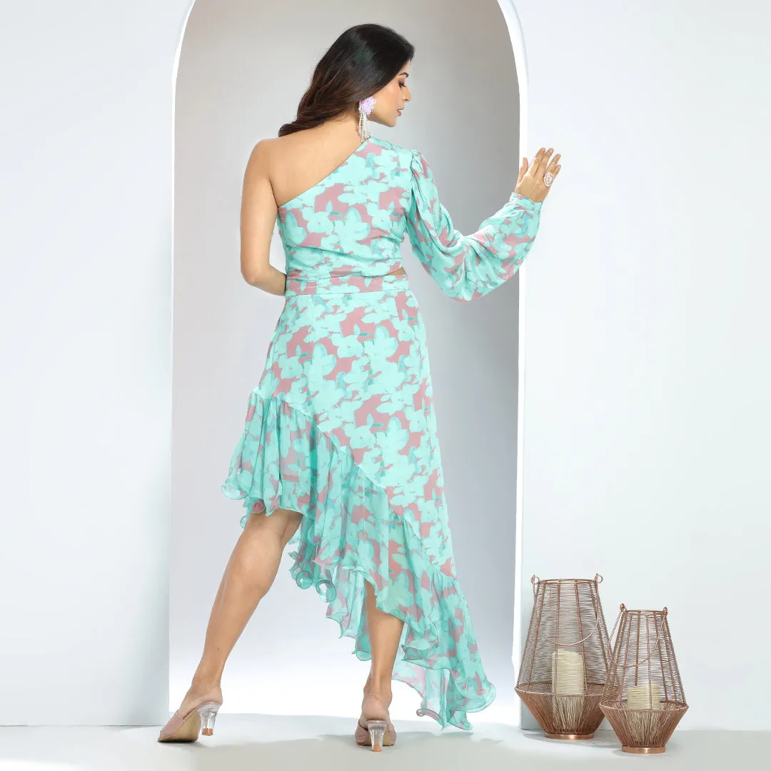 Chic One-Shoulder Waist Cut-Out Dress