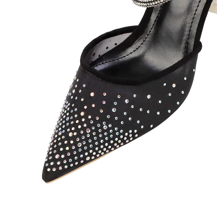 Chicvane Glittering Rhinestone Pointed Toe Stiletto Heel Bridal Shoes