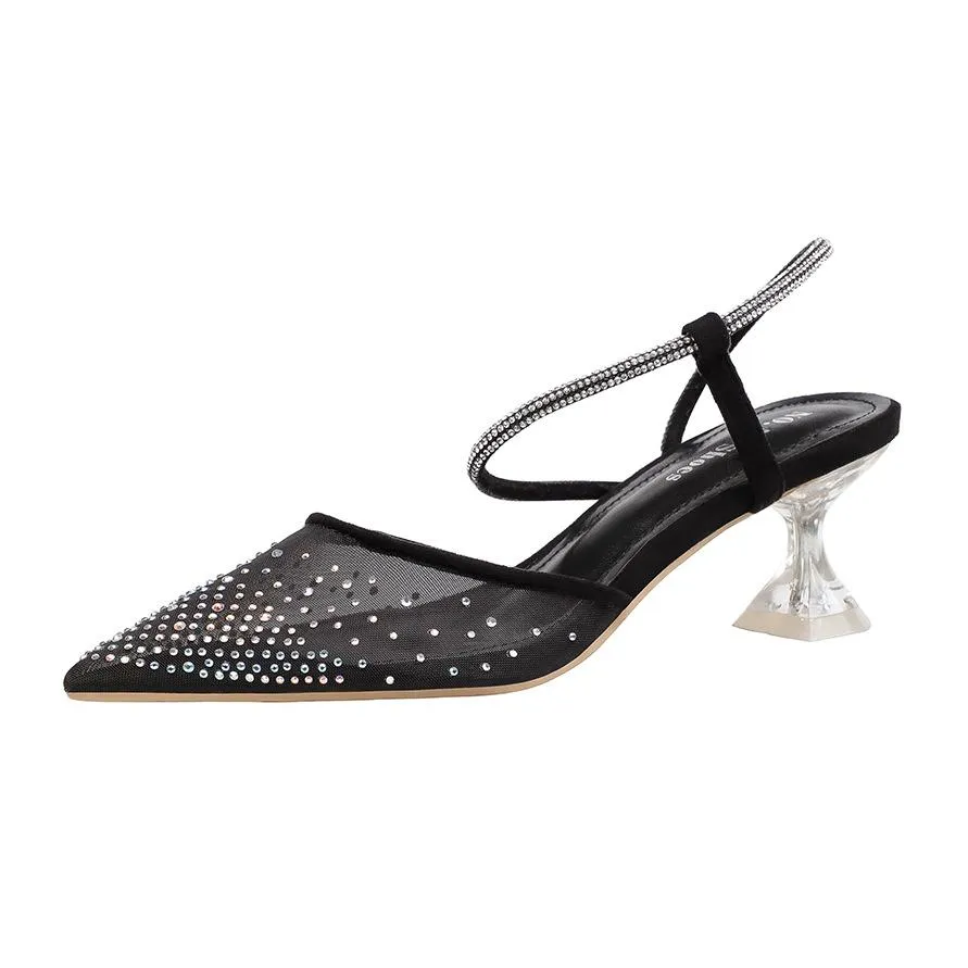 Chicvane Glittering Rhinestone Pointed Toe Stiletto Heel Bridal Shoes