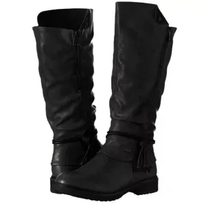 Chicvane New Retro British Stylish Zipper Closure Chunky Heel Ankle Boots With Tassels For Women